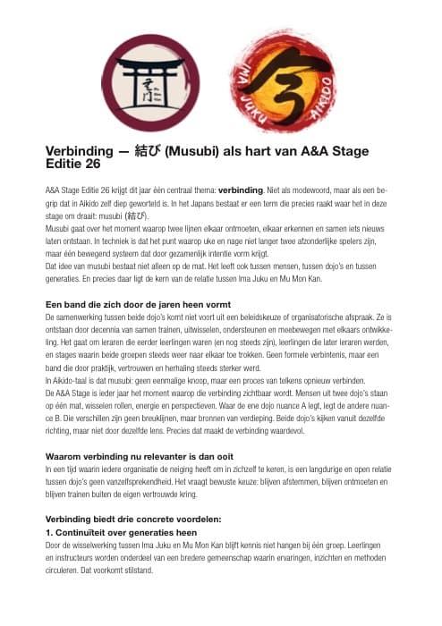Verbinding - Musubi Als Hart Van A&A Stage